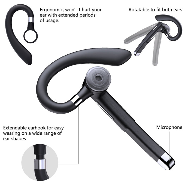 YYK-525 Single Rotatable Earhook Noise Cancelling Wireless Bluetooth Earphone with Charging Box & Digital Display - Bluetooth Earphone by PMC TechLife | Online Shopping South Africa | PMC TechLife