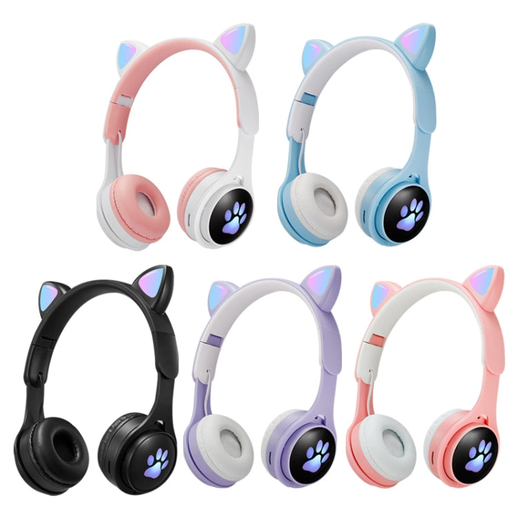 B30 Cat Paw Cat Ears Colorful Luminous Foldable Bluetooth Headset with 3.5mm Jack & TF Card Slot(Black) - Headset & Headphone by PMC Jewellery | Online Shopping South Africa | PMC Jewellery