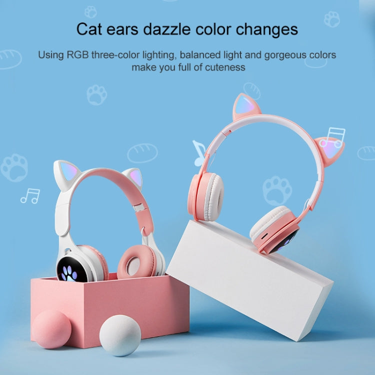 B30 Cat Paw Cat Ears Colorful Luminous Foldable Bluetooth Headset with 3.5mm Jack & TF Card Slot(Blue) - Headset & Headphone by PMC Jewellery | Online Shopping South Africa | PMC Jewellery