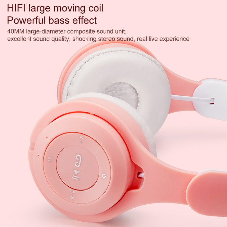 M6 Luminous Cat Ears Two-color Foldable Bluetooth Headset with 3.5mm Jack & TF Card Slot(Pink) - Headset & Headphone by PMC TechLife | Online Shopping South Africa | PMC TechLife