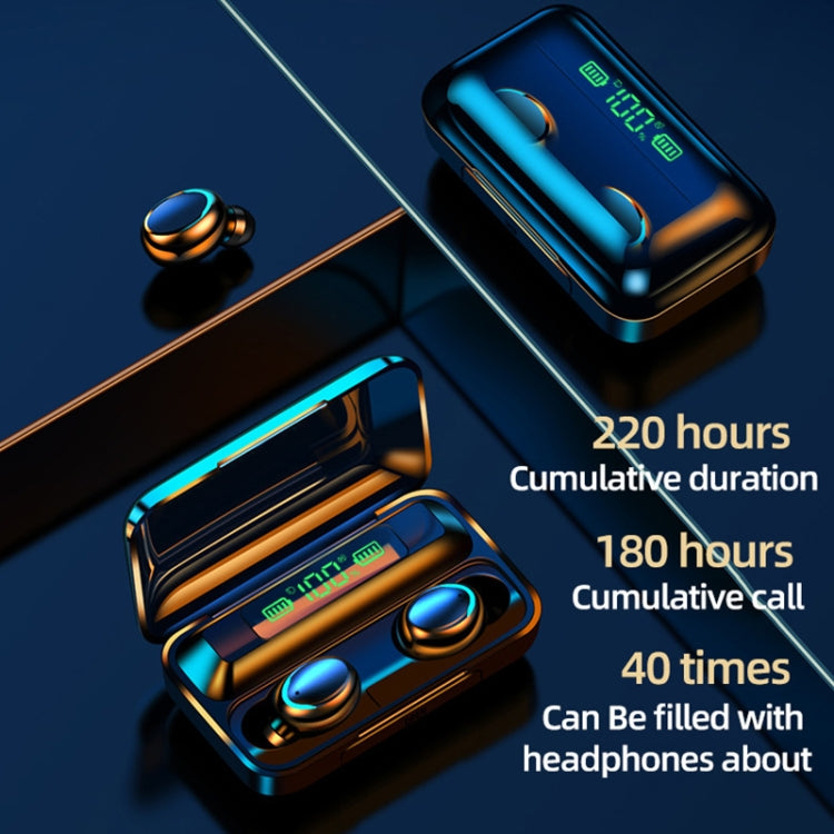 F9-5C LED Light + Digital Display Noise Reduction Bluetooth Earphone with Hand Strap(White) - Bluetooth Earphone by PMC TechLife | Online Shopping South Africa | PMC TechLife