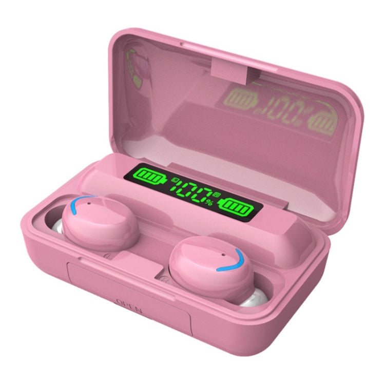F9-5C Macaron Series LED Light + Digital Display Noise Reduction Bluetooth Earphone(Pink) - Bluetooth Earphone by PMC Jewellery | Online Shopping South Africa | PMC Jewellery