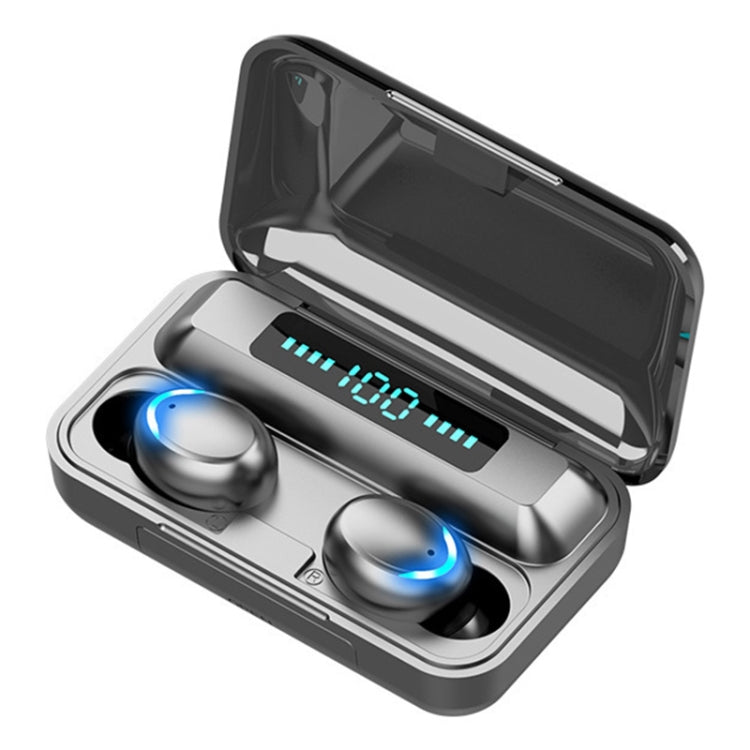 F9-5C Four-bar Breathing Light + Digital Display Noise Reduction Bluetooth Earphone(Black) - Bluetooth Earphone by PMC TechLife | Online Shopping South Africa | PMC TechLife