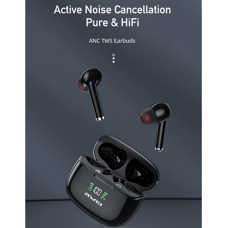 awei TA8 Bluetooth 5.2 ANC Active Noise Reduction Wireless Bluetooth Earphone (Black) - Bluetooth Earphone by awei | Online Shopping South Africa | PMC Jewellery