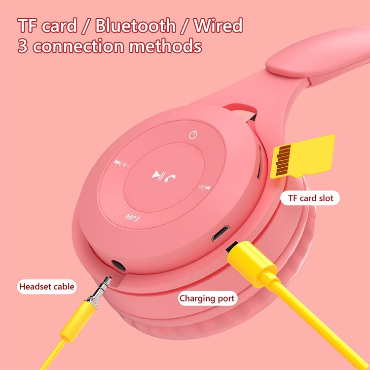 Y08 Hifi Sound Quality Macaron Bluetooth Headset, Supports Calling & TF Card & 3.5mm AUX (Blue) - Headset & Headphone by PMC TechLife | Online Shopping South Africa | PMC TechLife