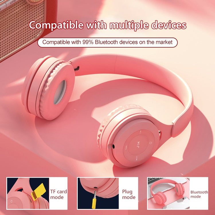 Y08 Hifi Sound Quality Macaron Bluetooth Headset, Supports Calling & TF Card & 3.5mm AUX (White) - Headset & Headphone by PMC TechLife | Online Shopping South Africa | PMC TechLife