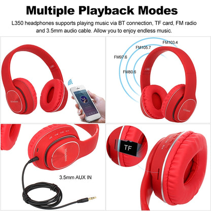 L350 Foldable Wireless Sports Stereo Bluetooth Headset, Supports IOS Power Display & HD Calling & FM & TF Card & 3.5mm AUX (White) - Headset & Headphone by PMC Jewellery | Online Shopping South Africa | PMC Jewellery