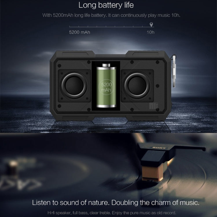 NILLKIN X-Man Portable Outdoor Sports Waterproof Bluetooth Speaker Stereo Wireless Sound Box Subwoofer Audio Receiver, For iPhone, Galaxy, Sony, Lenovo, HTC, Huawei, Google, LG, Xiaomi, other Smartphones(Green) - Waterproof Speaker by NILLKIN | Online Shopping South Africa | PMC Jewellery