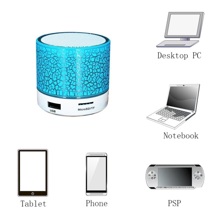 A9 Mini Portable Glare Crack Bluetooth Stereo Speaker with LED Light, Built-in MIC, Support Hands-free Calls & TF Card(White) - Mini Speaker by PMC TechLife | Online Shopping South Africa | PMC TechLife