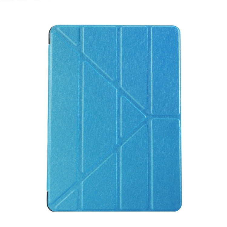 For iPad 9.7 (2018) & iPad 9.7 (2017) & iPad Air Silk Texture Horizontal Deformation Flip Leather Case with Three-folding Holder(Blue) - free shipping - PMC TechLife - Order now!