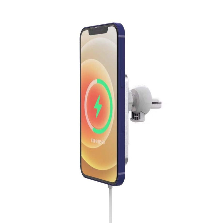 X16 Magsafe Car Air Outlet Vent Mount Clamp Holder 15W Fast Charging Qi Magnetic Wireless Charger(White) - Wireless Charger Holders by PMC Jewellery | Online Shopping South Africa | PMC Jewellery