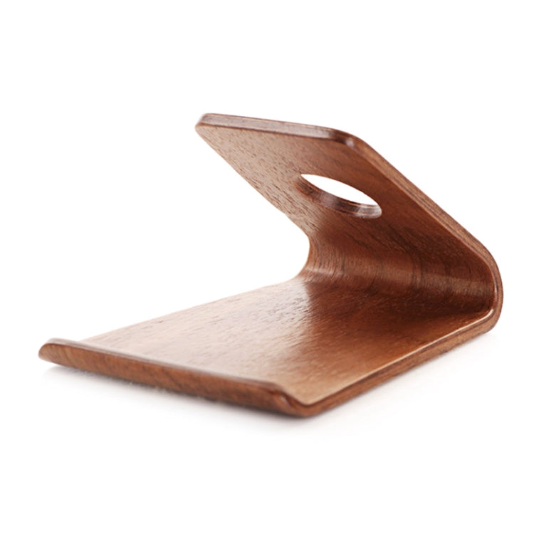JS01 Wooden Desktop Phone Holder Universal Curved Wood Support Frame For Tablet Phones (Walnut) - Desktop Holder by PMC TechLife | Online Shopping South Africa | PMC TechLife