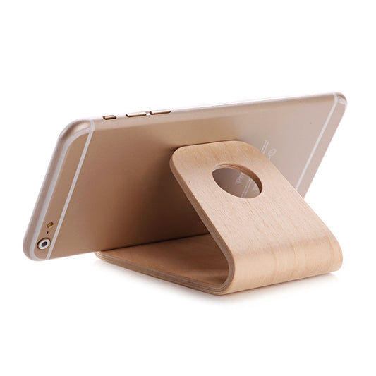 JS01 Wooden Desktop Phone Holder Universal Curved Wood Support Frame For Tablet Phones (Lindens) - Desktop Holder by PMC Jewellery | Online Shopping South Africa | PMC Jewellery