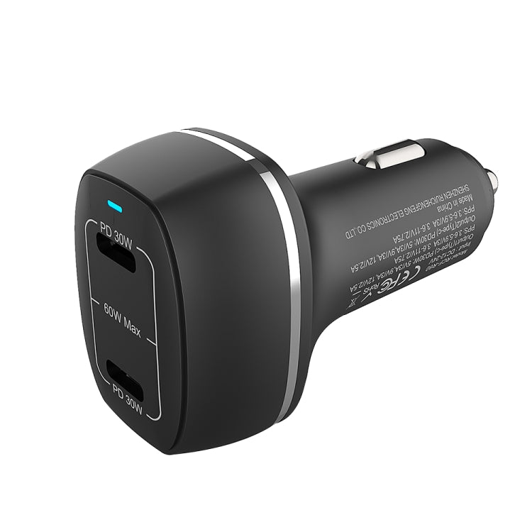 ACC-580 Dual Ports PD 60W Fast Charging Car Charger(Black) - Car Charger by PMC Jewellery | Online Shopping South Africa | PMC Jewellery