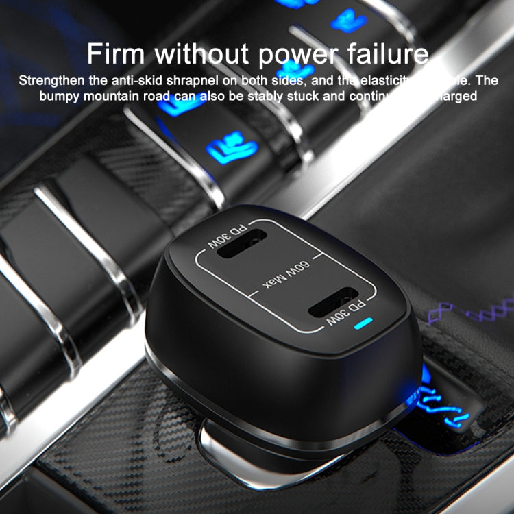 ACC-580 Dual Ports PD 60W Fast Charging Car Charger(Black) - Car Charger by PMC TechLife | Online Shopping South Africa | PMC TechLife