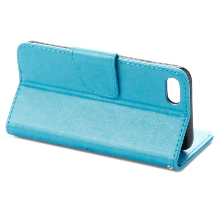 For  iPhone 8 & 7  Pressed Flowers Horizontal Flip Leather Case with Holder & Card Slots & Wallet(Blue) - free shipping - PMC TechLife - Order now!