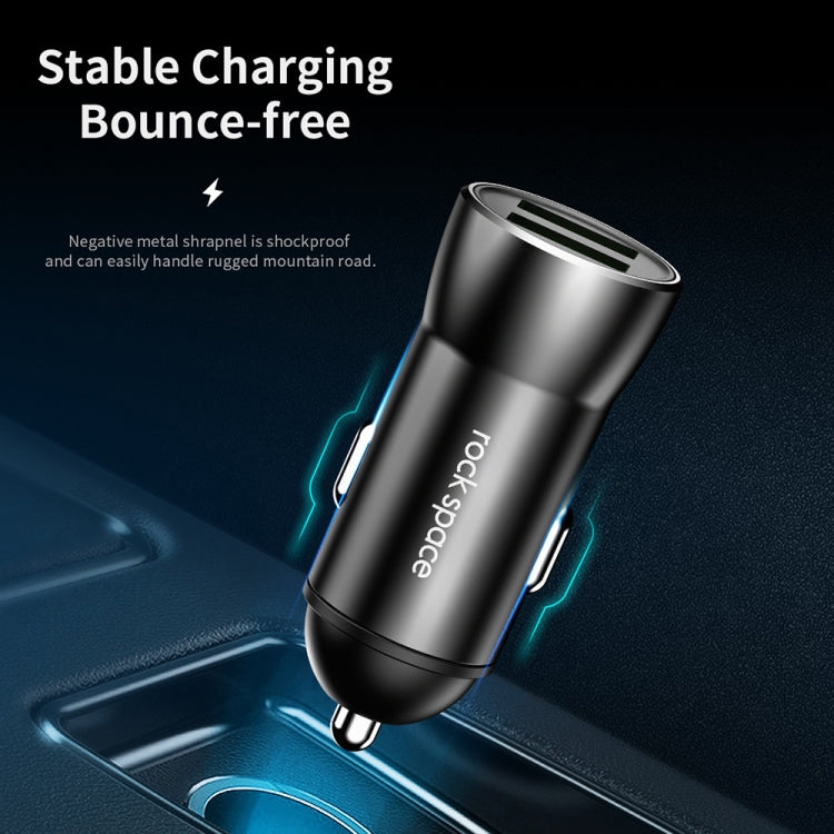 ROCK H8 12W 2.4A Output Dual USB Smart Car Charger (Black) - Car Charger by ROCK | Online Shopping South Africa | PMC Jewellery