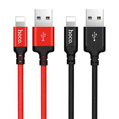 hoco X14 2m Nylon Braided Aluminium Alloy 8 Pin to USB Data Sync Charging Cable(Red) - Normal Style Cable by hoco | Online Shopping South Africa | PMC Jewellery