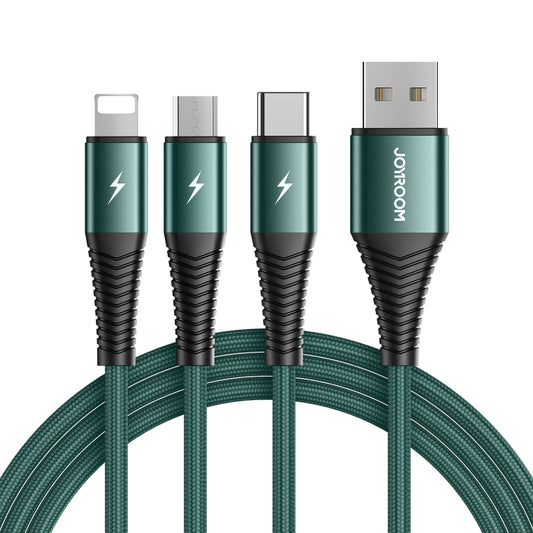 JOYROOM S-1230G4 3A 3 In 1 USB to 8 Pin + Micro USB + Type-C / USB-C Fast Charging Data Cable Length: 1.2m (Green) - Multifunction Cable by JOYROOM | Online Shopping South Africa | PMC Jewellery
