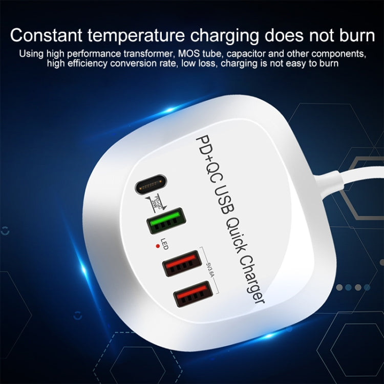 WLX-T3P 4 In 1 PD + QC Multi-function Smart Fast Charging USB Charger(AU Plug) - Multifunction Charger by PMC TechLife | Online Shopping South Africa | PMC TechLife