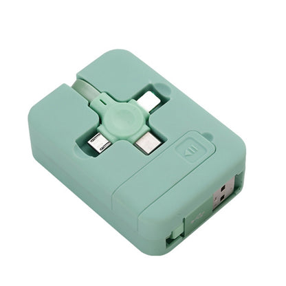 019-1 3 in 1 USB to 8 Pin + Micro USB + USB-C / Type-C Macaron Telescopic Data Cable with Storage Slot & Bracket, Cable Length: 1m (Green) - Multifunction Cable by PMC Jewellery | Online Shopping South Africa | PMC Jewellery