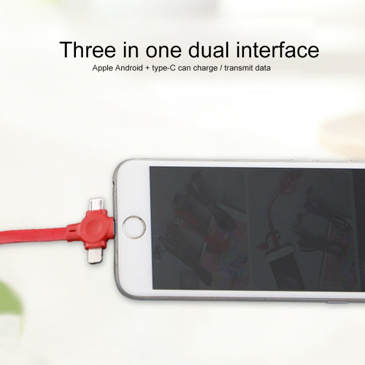 019-1 3 in 1 USB to 8 Pin + Micro USB + USB-C / Type-C Macaron Telescopic Data Cable with Storage Slot & Bracket, Cable Length: 1m (Blue) - Multifunction Cable by PMC TechLife | Online Shopping South Africa | PMC TechLife