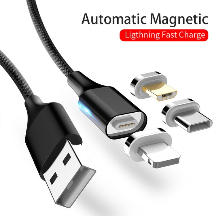 M11 3 in 1 5A USB to 8 Pin + Micro USB + USB-C / Type-C Nylon Braided Magnetic Data Cable, Cable Length: 2m (Black) - Charging Cable & Head by PMC TechLife | Online Shopping South Africa | PMC TechLife