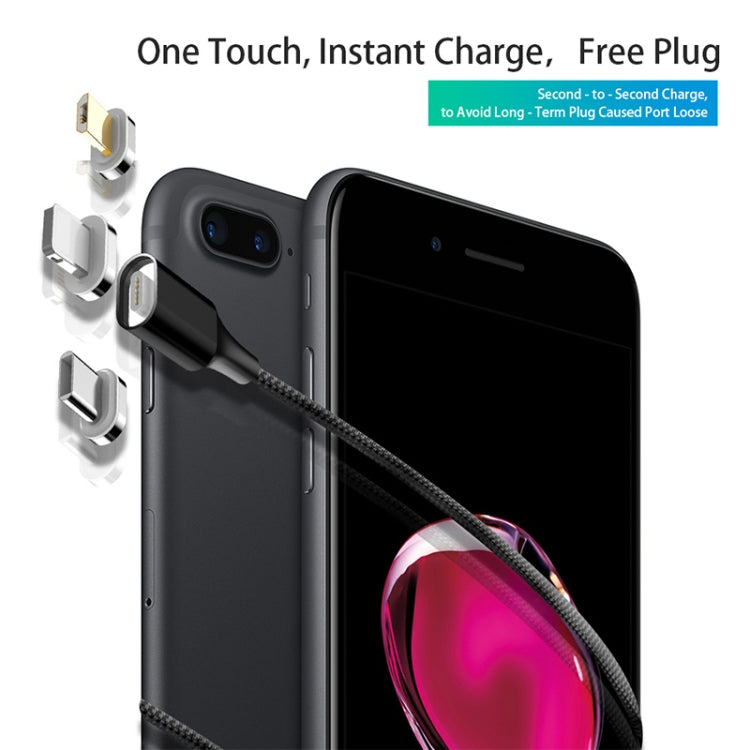 M11 3 in 1 5A USB to 8 Pin + Micro USB + USB-C / Type-C Nylon Braided Magnetic Data Cable, Cable Length: 2m (Black) - Charging Cable & Head by PMC TechLife | Online Shopping South Africa | PMC TechLife