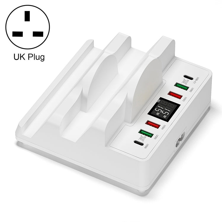 F6 Multifunctional Dual Wireless Charger with Phone Holder & Current Display, UK Plug - Multifunction Charger by PMC TechLife | Online Shopping South Africa | PMC TechLife | Buy Now Pay Later Mobicred