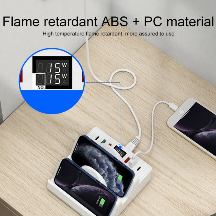 F6 Multifunctional Dual Wireless Charger with Phone Holder & Current Display, EU Plug - Wireless Charger by PMC TechLife | Online Shopping South Africa | PMC TechLife