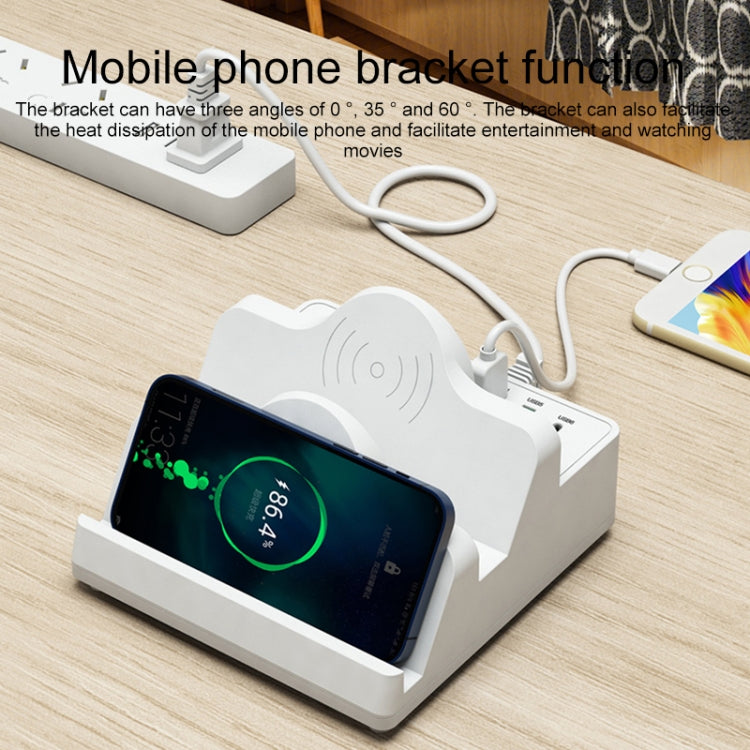 F6 Multifunctional Dual Wireless Charger with Phone Holder & Current Display, US Plug - Wireless Charger by PMC TechLife | Online Shopping South Africa | PMC TechLife