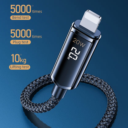 REMAX RC-128i 20W Type-C / USB-C to 8 Pin Intelligent Digital Display Zinc Alloy Braided Charging Data Cable, Length: 1.2m(Tarnish) - Normal Style Cable by REMAX | Online Shopping South Africa | PMC Jewellery