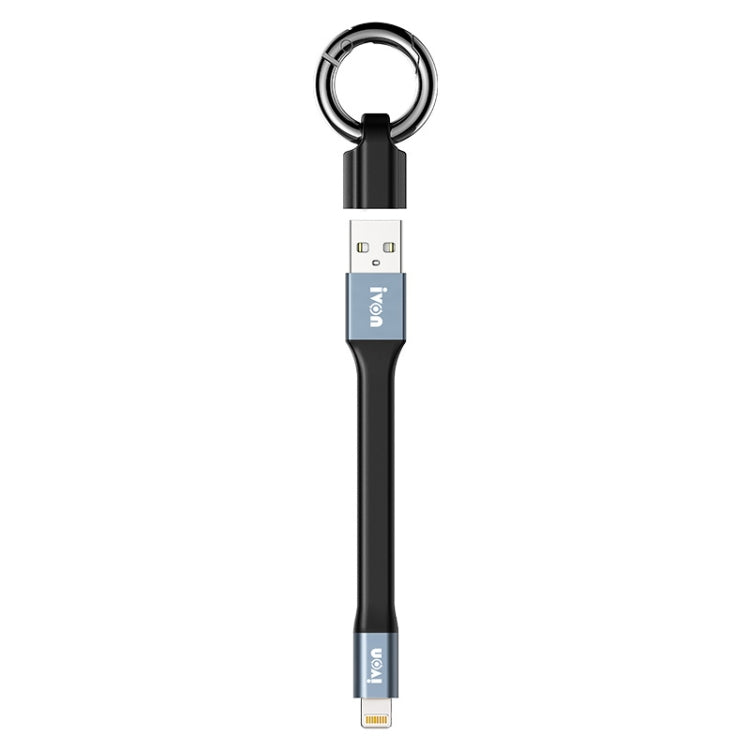 IVON CA90 2.4A USB to 8 Pin Portable Data Cable with Ring, Length: 14.5cm(Dark Gray) - Normal Style Cable by IVON | Online Shopping South Africa | PMC Jewellery