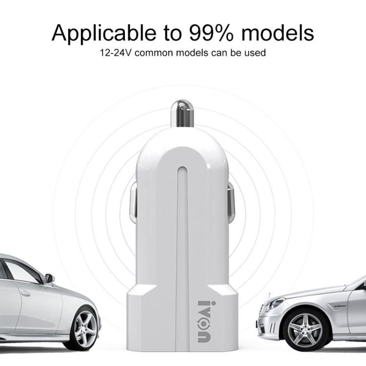 IVON CC13 QC 3.0 Fast Charging Car Charger Set with Type-C / USB-C Charging Cable (White) - Car Charger by IVON | Online Shopping South Africa | PMC Jewellery