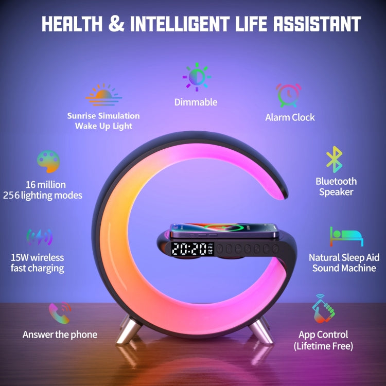 N69 Smart Bluetooth Speaker Support Wireless Charger & Alarm Clock & Ambient Light, US Plug(White) - Desktop Speaker by PMC TechLife | Online Shopping South Africa | PMC TechLife