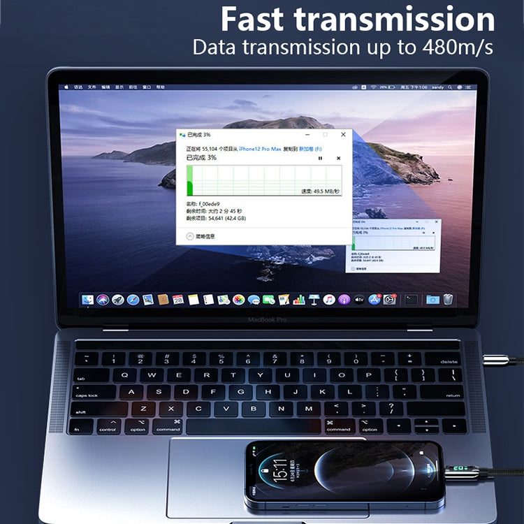 Mutural Li-CC004 1.2m 10W Digital Display USB to 8 Pin Charging Data Cable - free shipping - PMC TechLife - Order now!