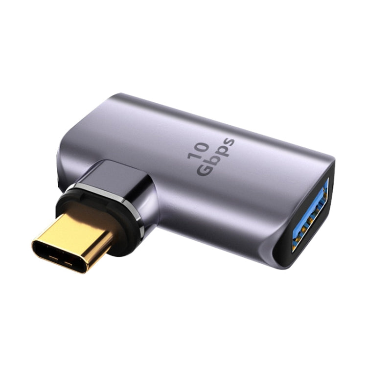 10 Gbps USB Female to USB-C/Type-C Male Magnetic Side Bend Charging Adapter (Silver) - Converter & Adapter by PMC TechLife | Online Shopping South Africa | PMC TechLife