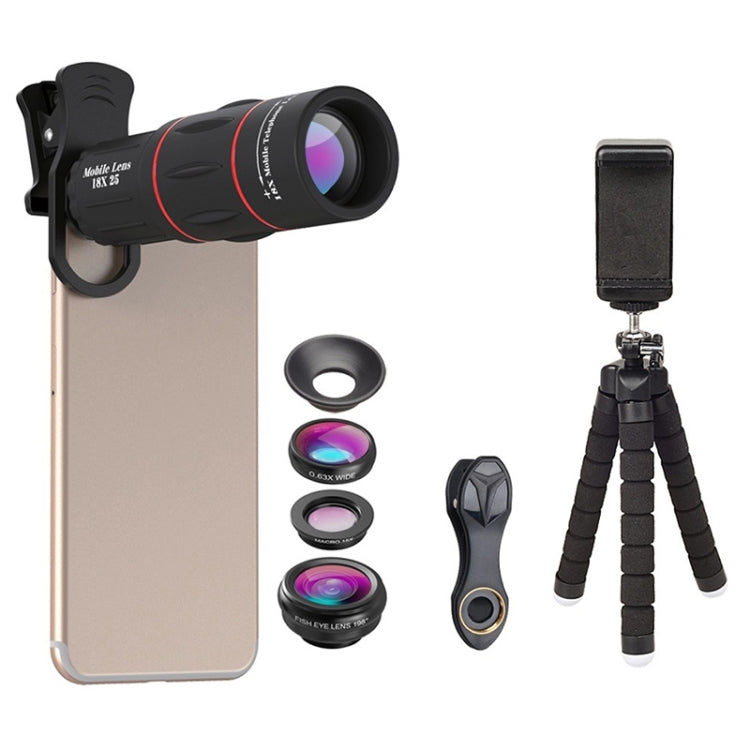 APEXEL APL-T18XBZJ5 4 in 1 18X Telescope + 0.63X Wide Lens + 198 Degrees Fisheye Lens + 15X Macro Lens Universal External Camera Phone Lens - Combination Lens by APEXEL | Online Shopping South Africa | PMC Jewellery