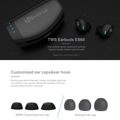 Universe Sweat-proof Earbuds Sports Wireless Bluetooth V4.2 Stereo Headset with Charging Case, For iPhone, Samsung, Huawei, Xiaomi, HTC and Other Smartphones(Black) - Bluetooth Earphone by PMC Jewellery | Online Shopping South Africa | PMC Jewellery