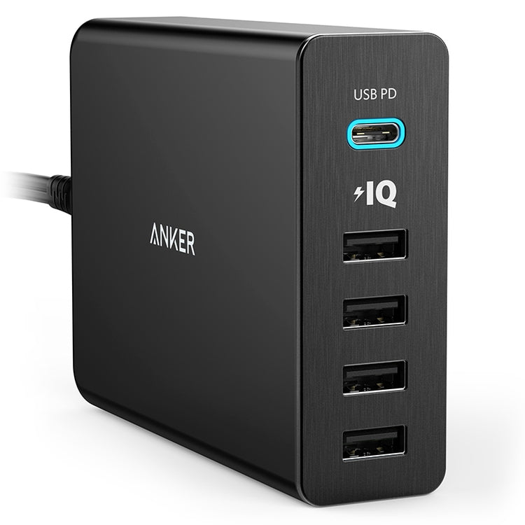 ANKER 2.4A USB-C / Type-C Power Delivery PD + 4 Ports Wall Changer for Mobile Phones / Tables / Macbooks, US Plug(Black) - Multifunction Charger by ANKER | Online Shopping South Africa | PMC Jewellery | Buy Now Pay Later Mobicred