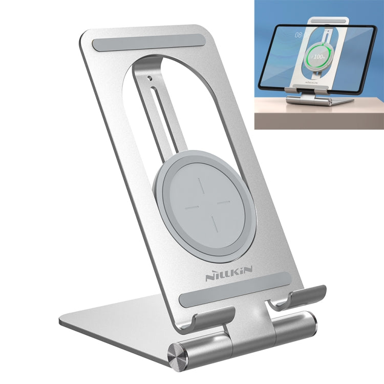 NILLKIN PowerHold Tablet Wireless Charging Stand (Silver) - Desktop Holder by NILLKIN | Online Shopping South Africa | PMC Jewellery | Buy Now Pay Later Mobicred