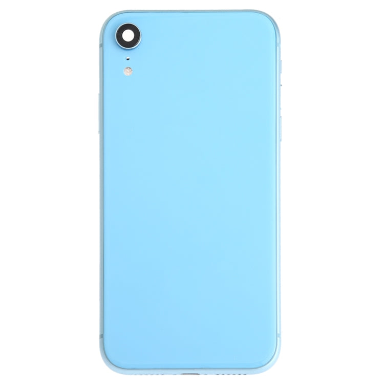 Battery Back Cover Assembly (with Side Keys & Speaker Ringer Buzzer & Motor & Camera Lens & Card Tray & Power Button + Volume Button + Charging Port + Signal Flex Cable & Wireless Charging Module) for iPhone XR(Blue) - Back Cover by PMC TechLife | Online Shopping South Africa | PMC TechLife