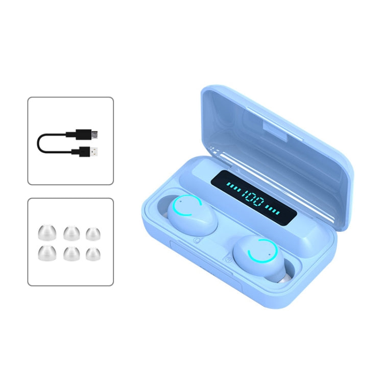F9-9 TWS CVC8.0 Noise Cancelling Bluetooth Earphone with Charging Box, Support Touch Lighting Effect & Three-screen LED Power Display & Power Bank & Mobile Phone Holder & HD Call & Voice Assistant(Blue) - TWS Earphone by PMC Jewellery | Online Shopping South Africa | PMC Jewellery