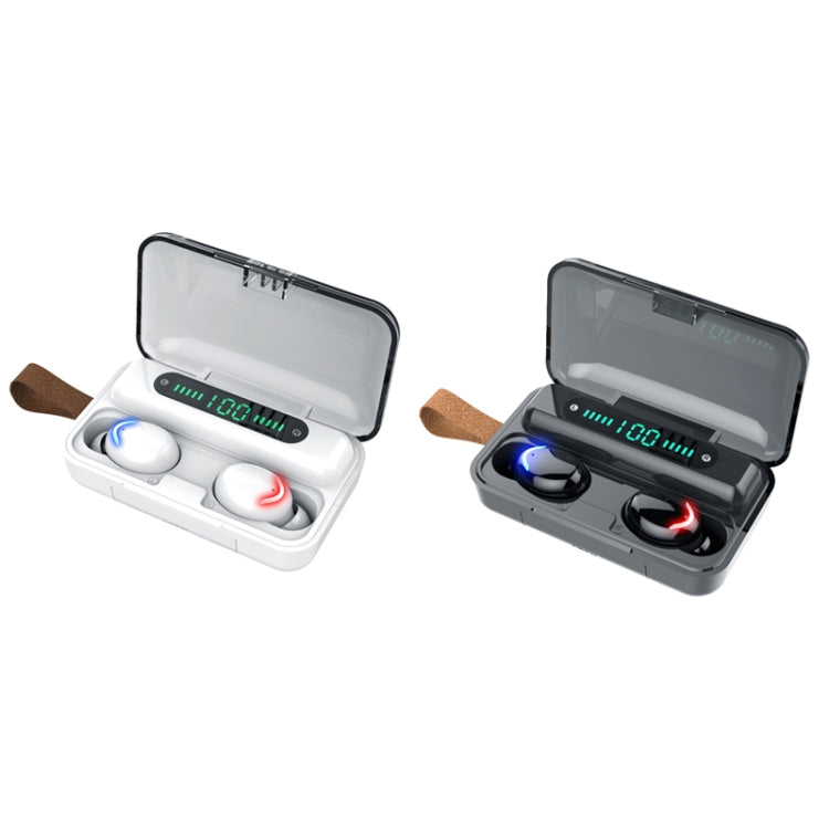 F9-5C Four-bar Breathing Light + Digital Display Noise Reduction Bluetooth Earphone with Hand Strap(White) - Bluetooth Earphone by PMC TechLife | Online Shopping South Africa | PMC TechLife