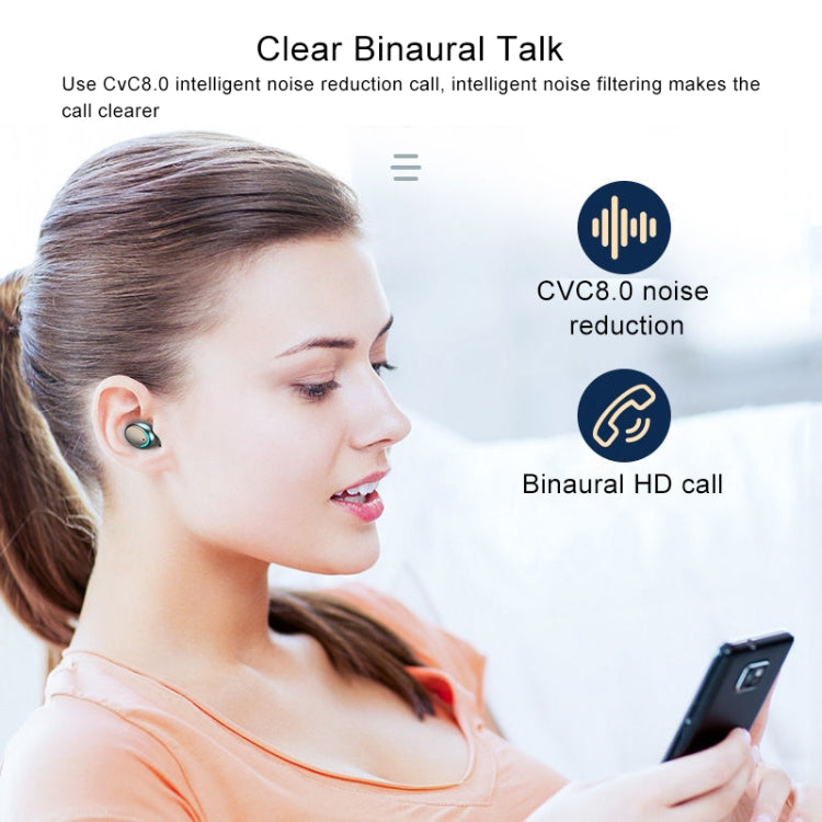 F9-5C Three-screen Digital Display Noise Reduction Bluetooth Earphone(Black) - Bluetooth Earphone by PMC TechLife | Online Shopping South Africa | PMC TechLife