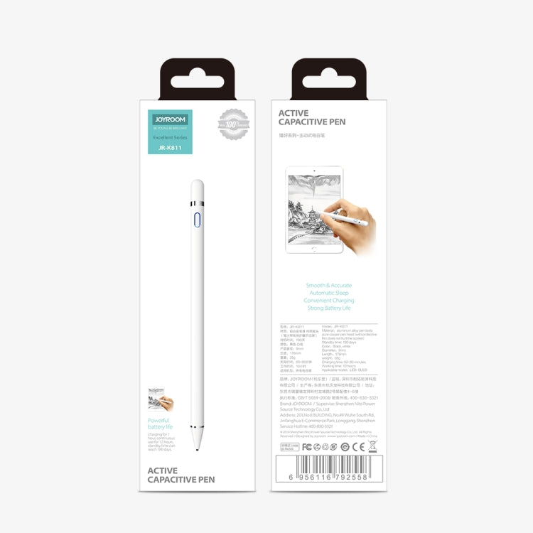 JOYROOM JR-K811 Excellent Series Micro USB Rechargeable Active Capacitive Stylus Pen with Magnetic Cap, Compatible with Android & IOS(Black) - Stylus Pen by JOYROOM | Online Shopping South Africa | PMC Jewellery