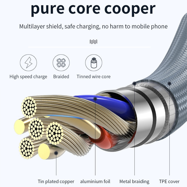 JOYROOM S-M369 Simple Series 2.4A 8 Pin Nylon Braided Data Cable, Length: 1.2m (Gold) - Multifunction Cable by JOYROOM | Online Shopping South Africa | PMC TechLife | Buy Now Pay Later Mobicred