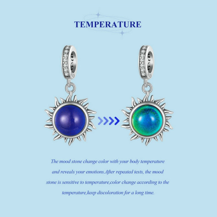 SCC2005-CF Sterling Silver S925 Zircon Temperature Sensitive Discoloration Sun Shape Pendant Accessories - Jewelry Accessories by PMC Jewellery | Online Shopping South Africa | PMC Jewellery