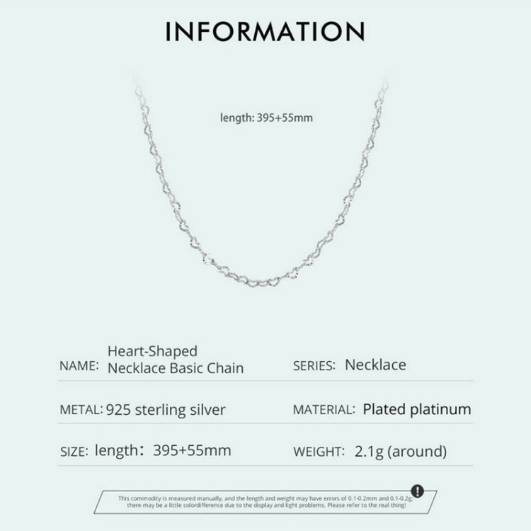 SCA026 Sterling Silver S925 White Gold Plated Simple Heart Necklace Jewelry - Necklaces & Pendants by PMC Jewellery | Online Shopping South Africa | PMC Jewellery