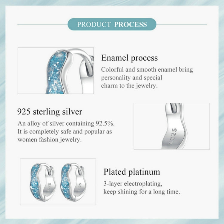 SCE1614 Sterling Silver S925 Blue Sparkling Wave Earrings - Stud Earrings & Earrings by PMC Jewellery | Online Shopping South Africa | PMC Jewellery